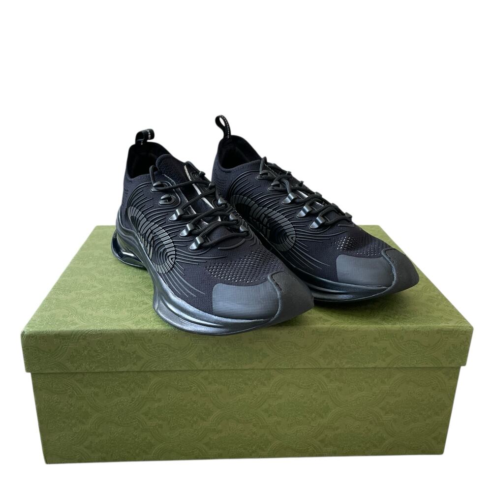 Gucci Run Sneaker Interlocking G Black Technical Knit Men's Size 12.5 US 13 NEW - Picture 14 of 16